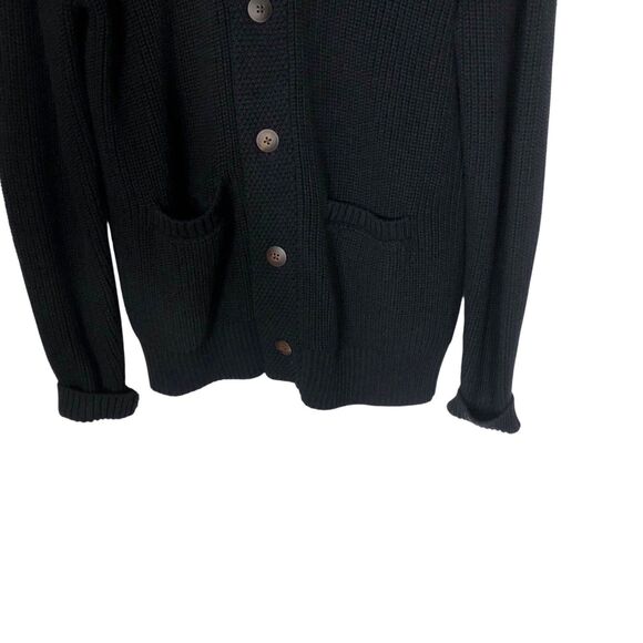 Quince Men's Black Shawl Collar Cardigan Small 5 Button - Picture 4 of 12
